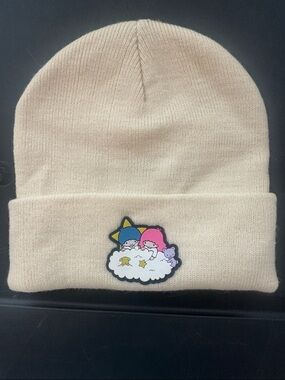 Forever 21 Kids Cream Cuffed Beanie with Colorful Cartoon Patch
